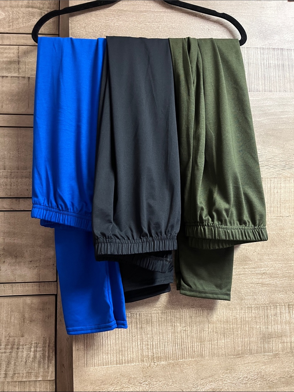 Solid Athletic Jogger Pants - Blue, Black & Green